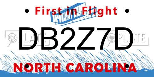 DB2Z7D North Carolina License Plate