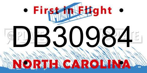 DB30984 North Carolina License Plate