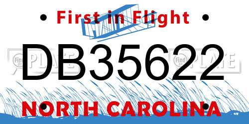 DB35622 North Carolina License Plate