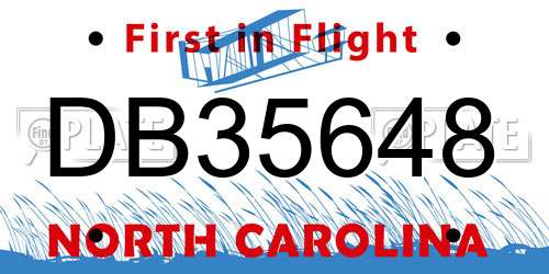DB35648 North Carolina License Plate