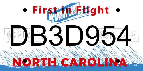 DB3D954 North Carolina License Plate