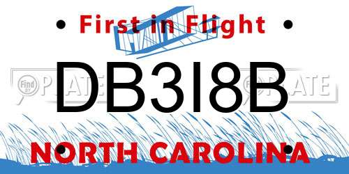 DB3I8B North Carolina License Plate