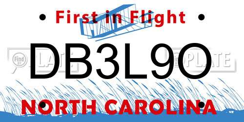 DB3L9O North Carolina License Plate