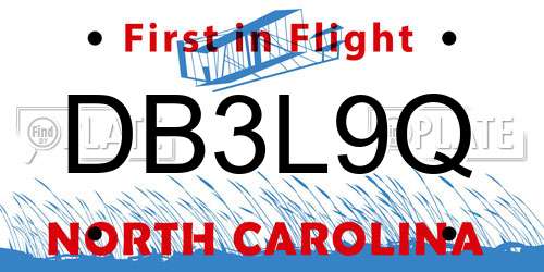 DB3L9Q North Carolina License Plate