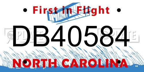 DB40584 North Carolina License Plate