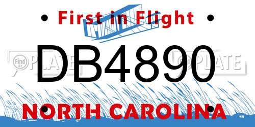 DB4890 North Carolina License Plate