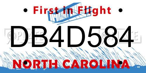 DB4D584 North Carolina License Plate