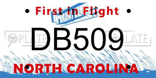 DB509 North Carolina License Plate