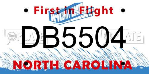 DB5504 North Carolina License Plate