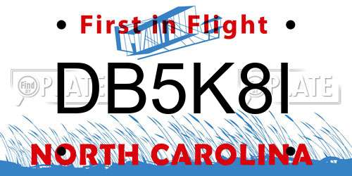 DB5K8I North Carolina License Plate
