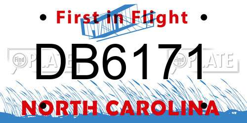 DB6171 North Carolina License Plate
