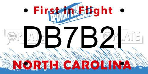 DB7B2I North Carolina License Plate
