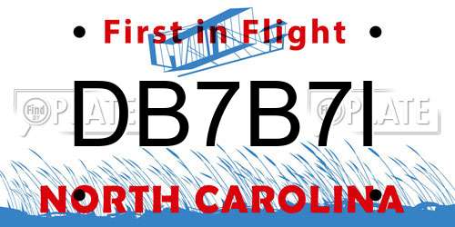 DB7B7I North Carolina License Plate