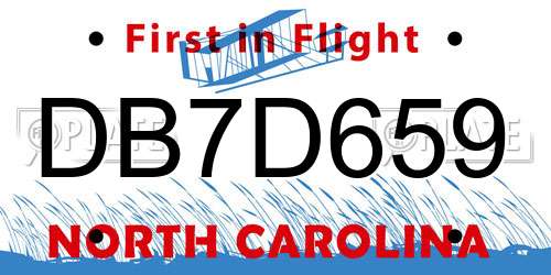 DB7D659 North Carolina License Plate