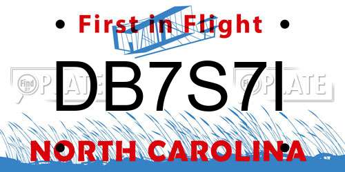 DB7S7I North Carolina License Plate