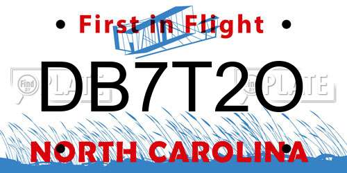 DB7T2O North Carolina License Plate