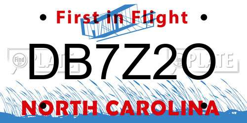 DB7Z2O North Carolina License Plate