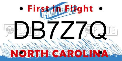 DB7Z7Q North Carolina License Plate