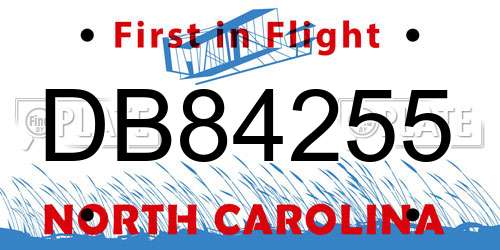 DB84255 North Carolina License Plate
