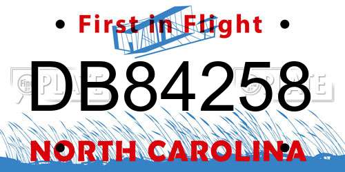 DB84258 North Carolina License Plate