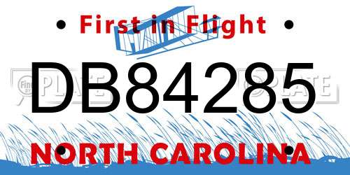 DB84285 North Carolina License Plate