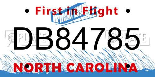 DB84785 North Carolina License Plate