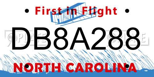 DB8A288 North Carolina License Plate