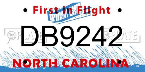 DB9242 North Carolina License Plate