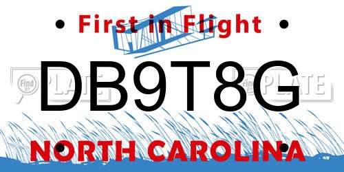 DB9T8G North Carolina License Plate