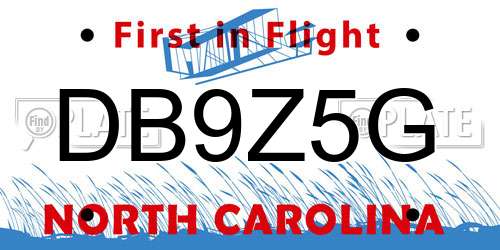 DB9Z5G North Carolina License Plate