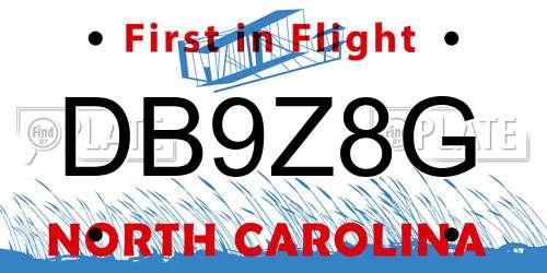 DB9Z8G North Carolina License Plate