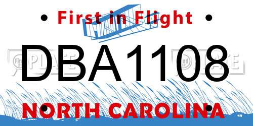 DBA1108 North Carolina License Plate