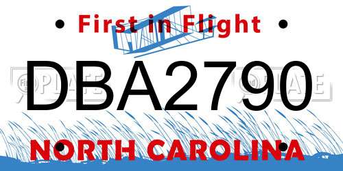 DBA2790 North Carolina License Plate