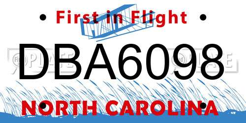 DBA6098 North Carolina License Plate