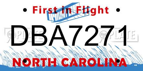 DBA7271 North Carolina License Plate