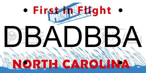 DBADBBA North Carolina License Plate
