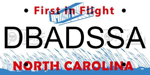 DBADSSA North Carolina License Plate
