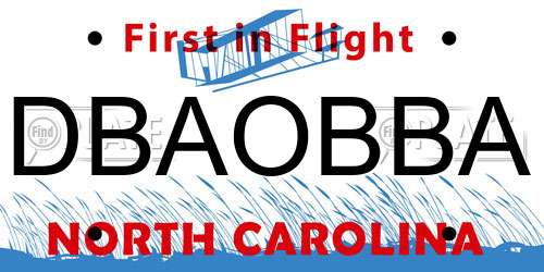 DBAOBBA North Carolina License Plate