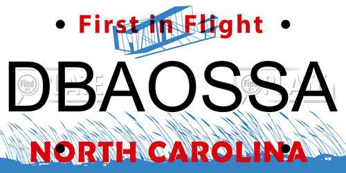 DBAOSSA North Carolina License Plate