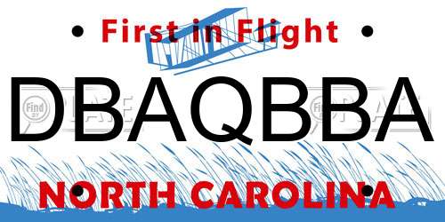 DBAQBBA North Carolina License Plate