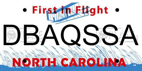 DBAQSSA North Carolina License Plate