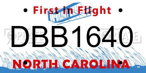 DBB1640 North Carolina License Plate