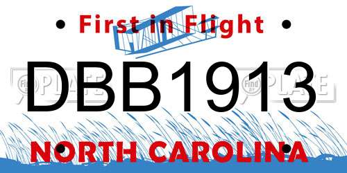 DBB1913 North Carolina License Plate