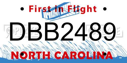DBB2489 North Carolina License Plate