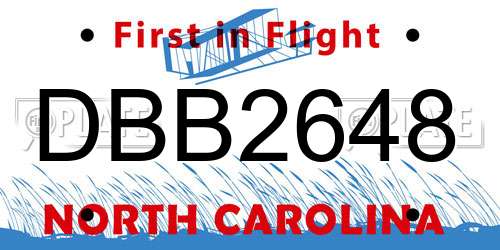 DBB2648 North Carolina License Plate