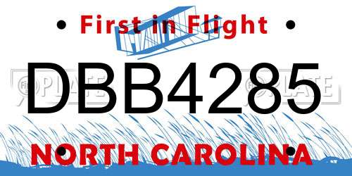 DBB4285 North Carolina License Plate