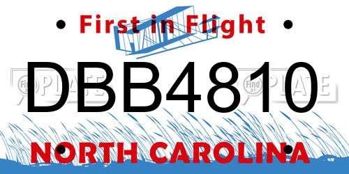 DBB4810 North Carolina License Plate