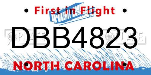 DBB4823 North Carolina License Plate