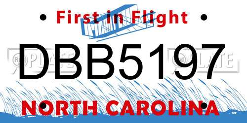 DBB5197 North Carolina License Plate