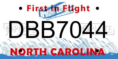 DBB7044 North Carolina License Plate